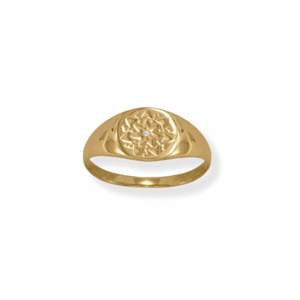 14 Karat Gold Plated Round CZ Star Ring - alternate view 2