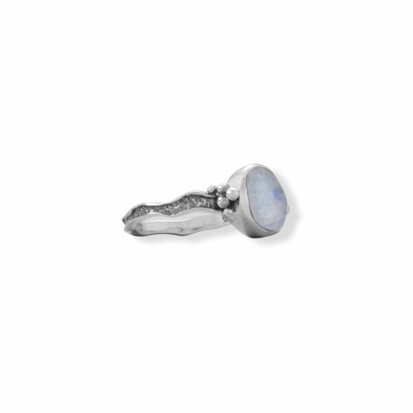 Oxidized Rainbow Moonstone Wavy Band Ring - alternate view 2
