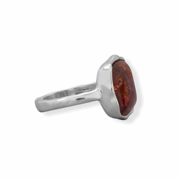 Hammered Square Baltic Amber Ring - alternate view 2