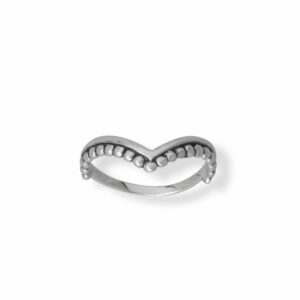 Oxidized Beaded V Design Ring