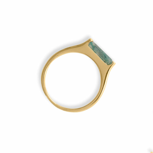 14 Karat Gold Plated Moss Agate Bar Ring - alternate view 2