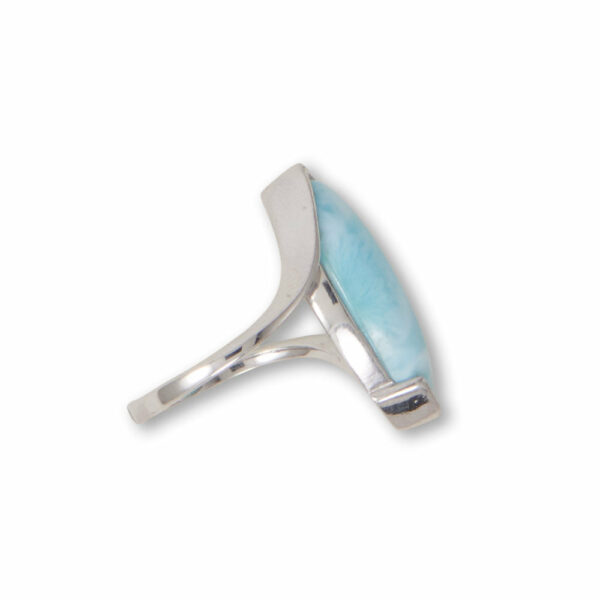 Rhodium Plated Marquise Larimar Ring - alternate view 2