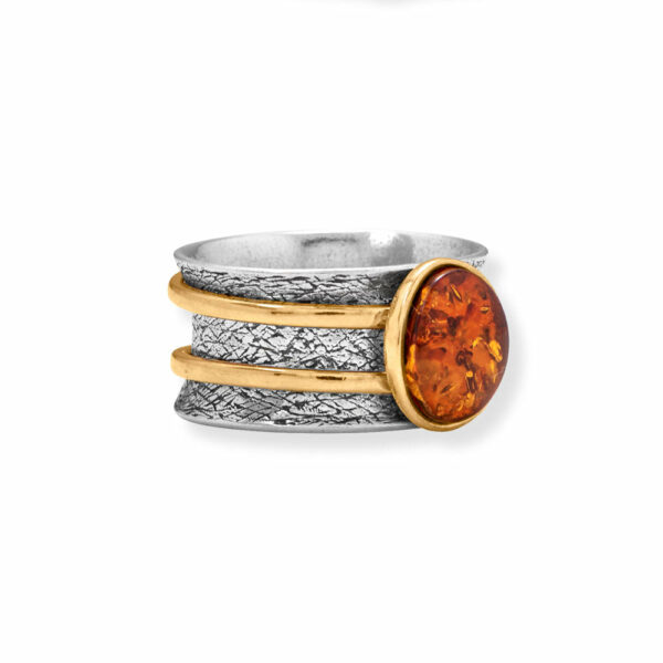 Two Tone Baltic Amber Spinner Ring - alternate view 2