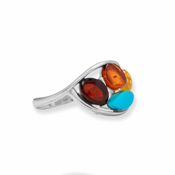 Multi Color Amber and Turquoise Ring - alternate view 2