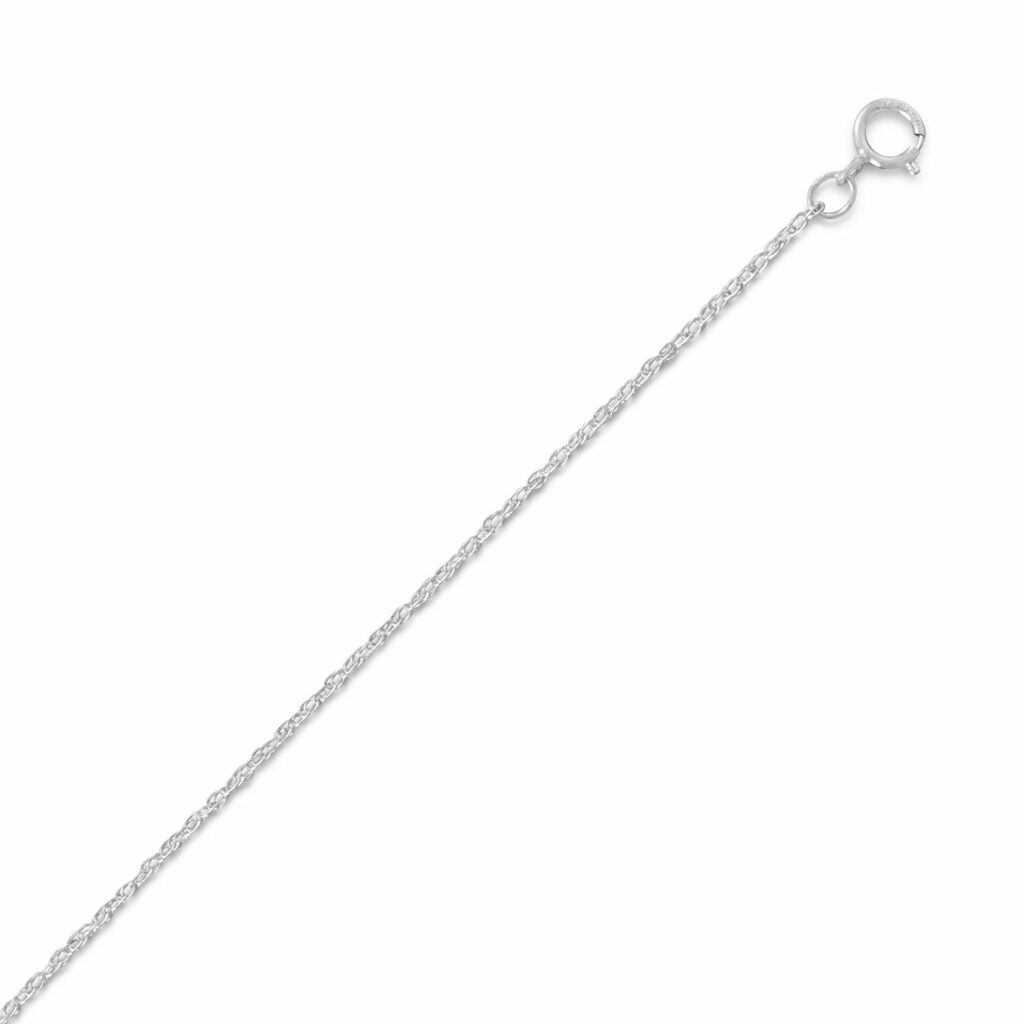 Rhodium Plated Light Rope Chain Necklace (1.1mm)