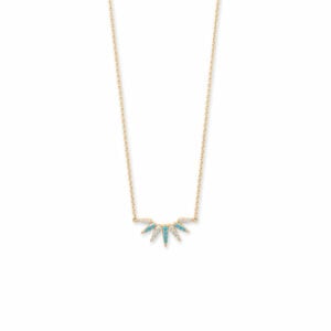16 + 2 14 Karat Gold Plated Synthetic Turquoise and CZ Spike Necklace