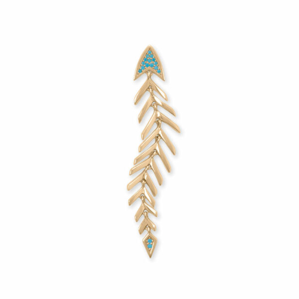 14 Karat Gold Plated Synthetic Turquoise Fishbone Slide Pendant - alternate view 2