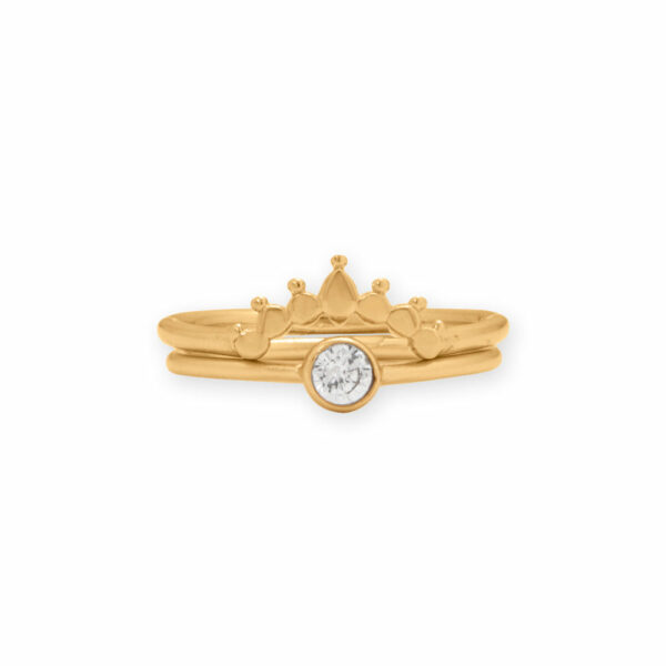 14 Karat Gold Plated Dot Crown Ring - alternate view 4