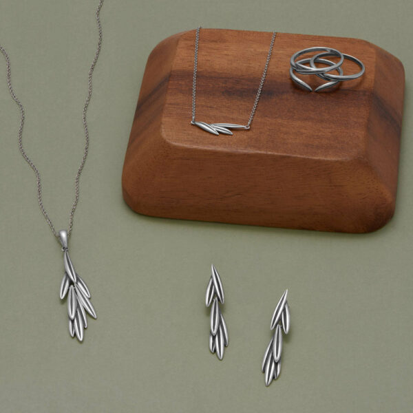 Oxidized Rosemary Sprig Drop Earrings - alternate view 2