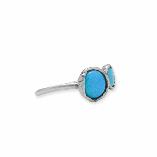 Oxidized Double Synthetic Opal Ring - Silver - alternate view 2