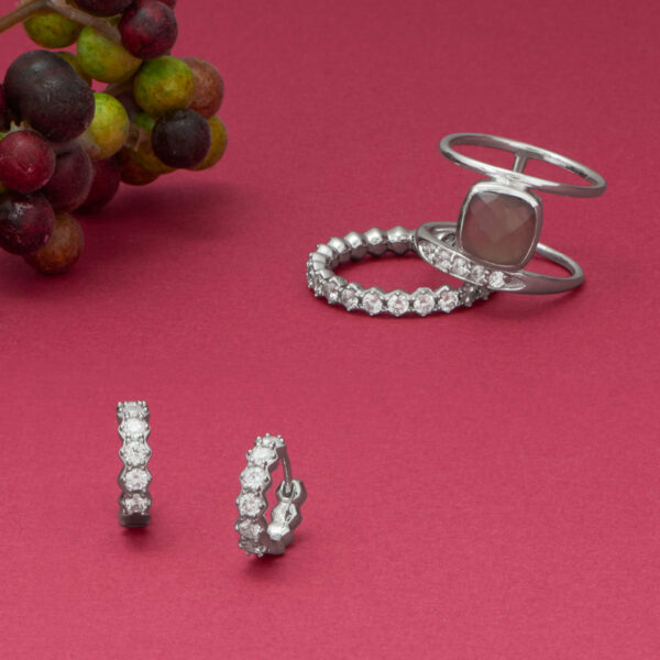 Rhodium Plated Hexagon CZ Eternity Ring - alternate view 2