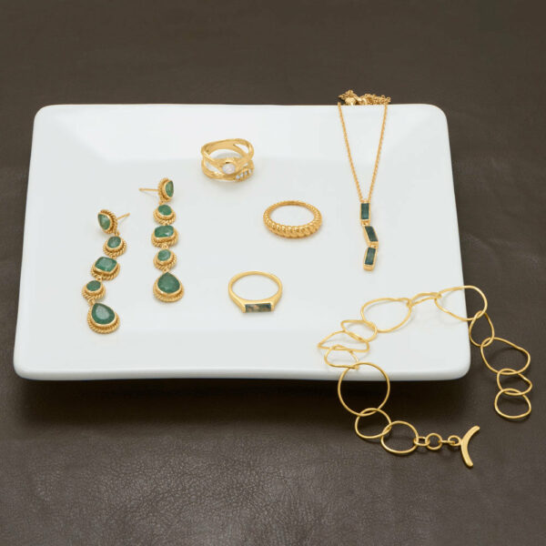 18 + 2 14 Karat Gold Plated Moss Agate Drop Necklace - alternate view 2