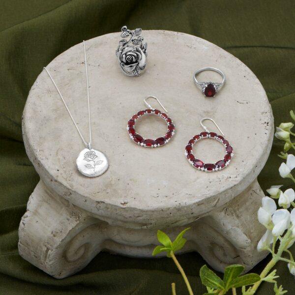 Rhodium Plated Garnet and White Topaz Ring - alternate view 2