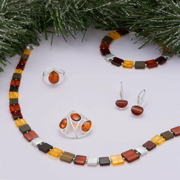 Multi Color Amber and Black Oak Necklace