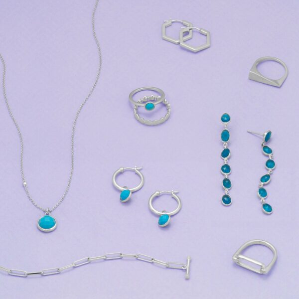 16 + 2 Rhodium Plated Faceted Turquoise Necklace - alternate view 2
