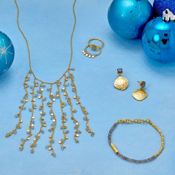 15 + 2 14 Karat Gold Plated Labradorite Dancing Charm Necklace - alternate view 2