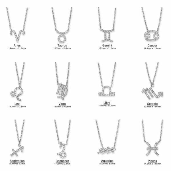 16 Rhodium Plated CZ Zodiac Necklace (All Signs) - alternate view 2