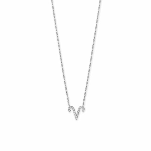 16 Rhodium Plated CZ Zodiac Necklace (All Signs) - alternate view 3