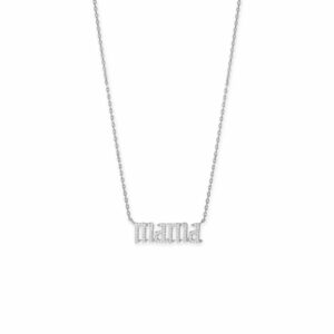 16 + 2 Rhodium Plated CZ mama Necklace