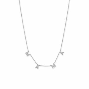 16 + 2 Rhodium Plated MAMA Charm Necklace