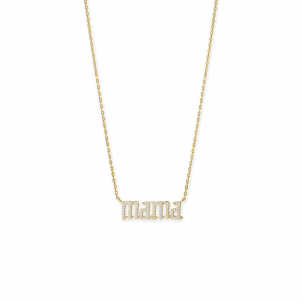 16 + 2 14 Karat Gold Plated CZ mama Necklace