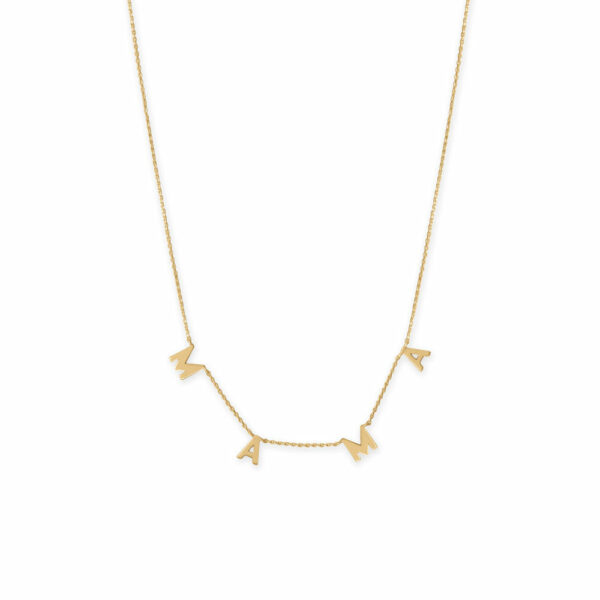 16 + 2 14 Karat Gold Plated MAMA Charm Necklace