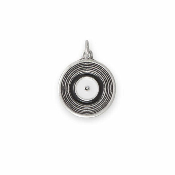 Vinyl Record Album Charm with Black and White Epoxy Accent