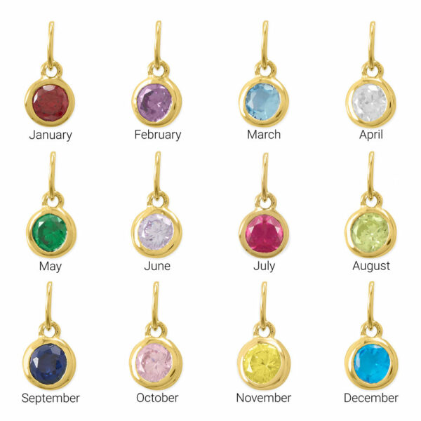 14 Karat Gold Plated Round CZ Birthstone Charms (January-December) - alternate view 2