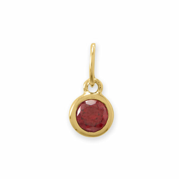14 Karat Gold Plated Round CZ Birthstone Charms (January-December) - alternate view 4