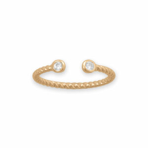 14 Karat Gold Plated CZ Twist Cable Ring