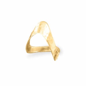 14 Karat Gold Plated Hammered V Chevron Ring