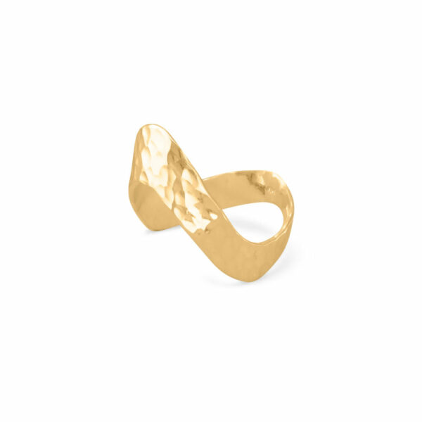 14 Karat Gold Plated Hammered V Chevron Ring - alternate view 2