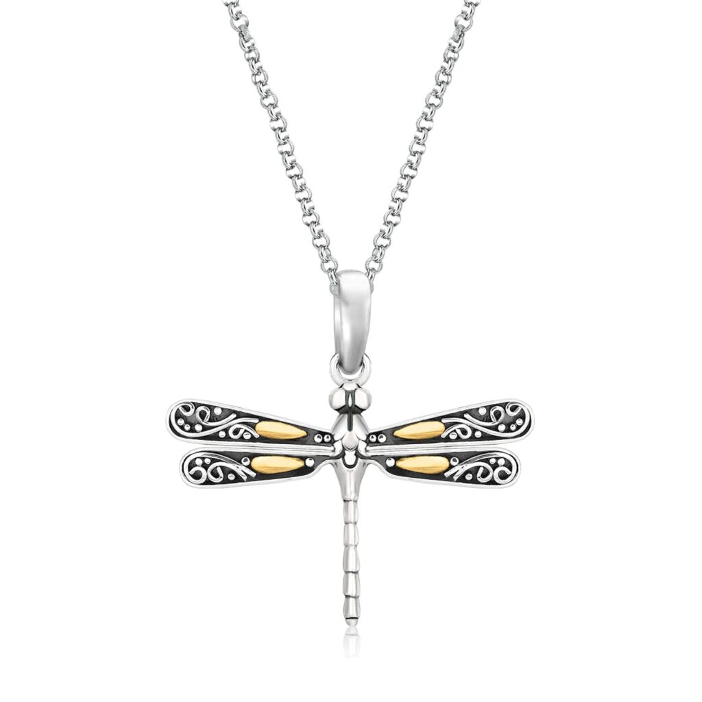 Gold and Silver Dragonfly Pendant