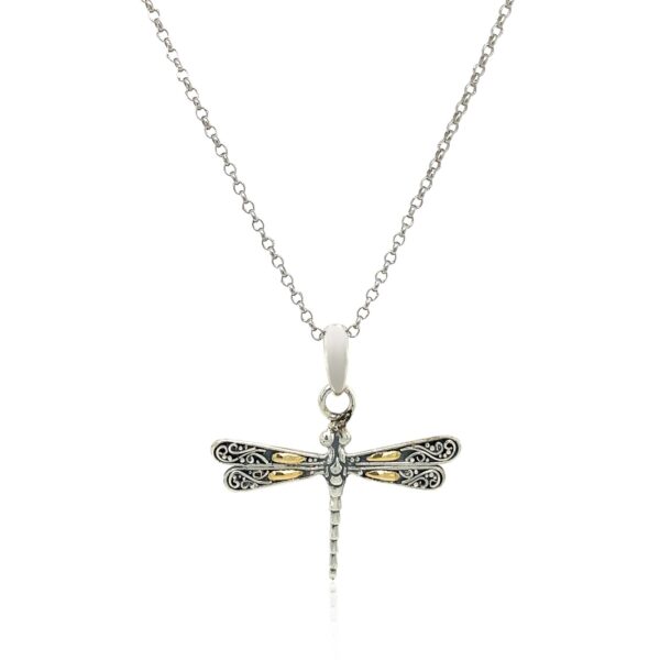 Gold and Silver Dragonfly Pendant