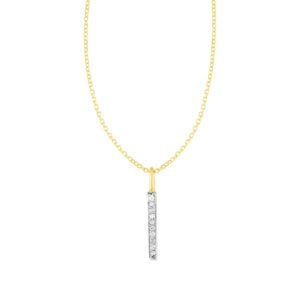 14k Yellow Gold Bar Pendant with Diamonds