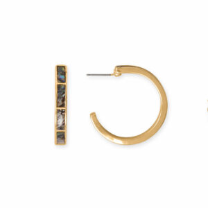 Gold Tone Abalone Shell Fashion Hoop Earrings