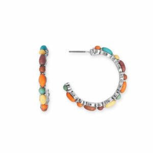 Dyed Stone 3/4 Hoop Fashion Earrings