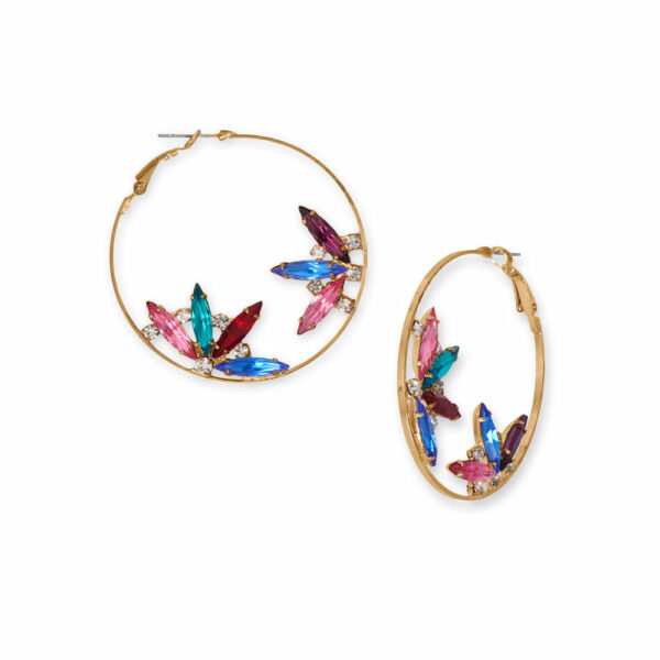 Multicolor Glass Flower Circle Fashion Earrings
