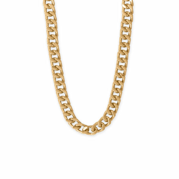 17 Gold Tone Curb Chain Toggle Necklace