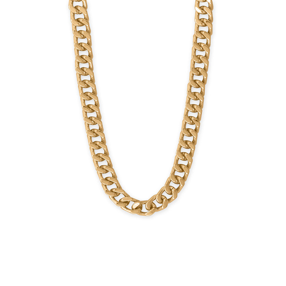 17 Gold Tone Curb Chain Toggle Necklace