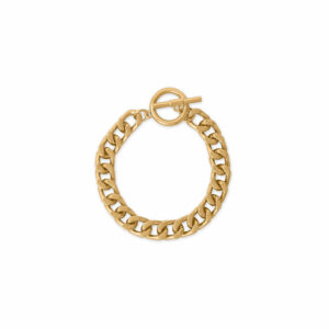 8 Gold Tone Curb Chain Toggle Bracelet
