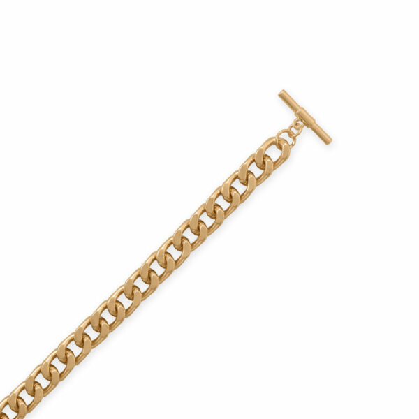 8 Gold Tone Curb Chain Toggle Bracelet - alternate view 2