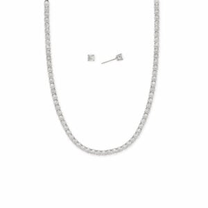 4-5mm CZ Tennis Necklace and Earrings Jewelry Set