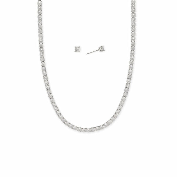 4-5mm CZ Tennis Necklace and Earrings Jewelry Set