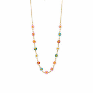 13.5 + 3 Multi Color Enamel Flower Necklace