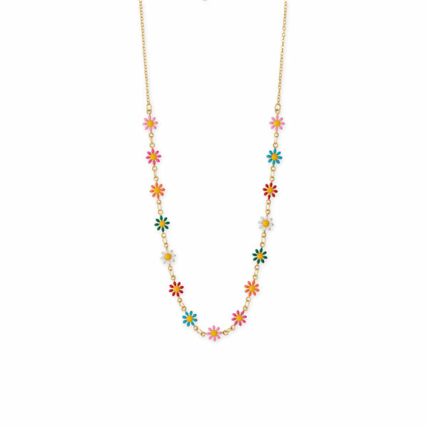 13.5 + 3 Multi Color Enamel Flower Necklace