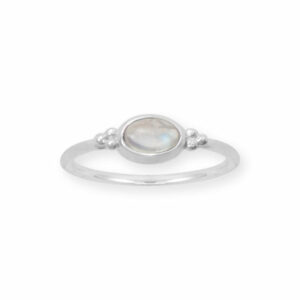 Dainty Oval Rainbow Moonstone Ring