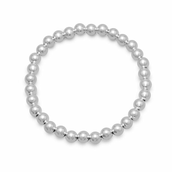 7 6mm Silver Bead Stretch Bracelet