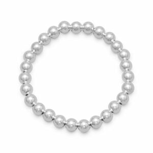 7 7mm Silver Bead Stretch Bracelet