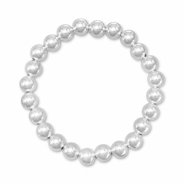 Stunning 7" 8mm Silver Bead Stretch Bracelet - alternate view 2